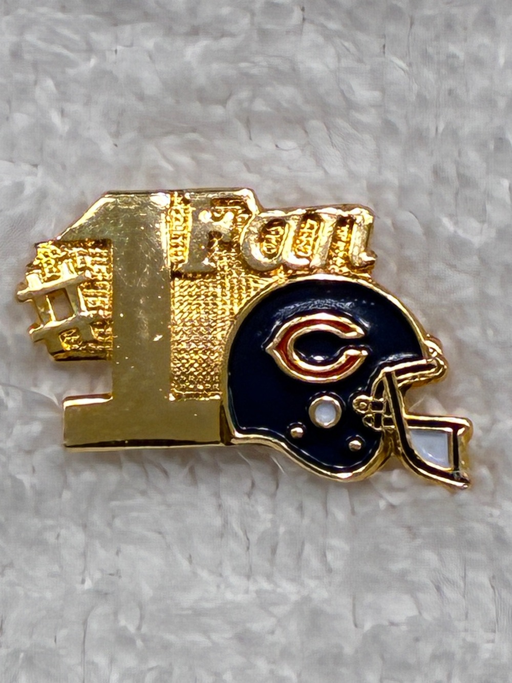 Vintage #1 Fan Gold & Navy Chicago Bears Helmet Pin (1987)